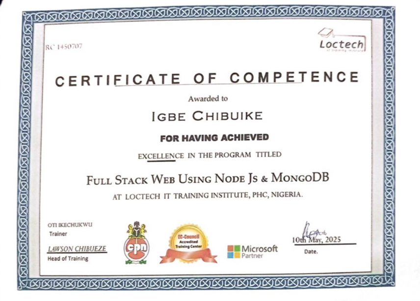 Certification: Full Stack Web Development